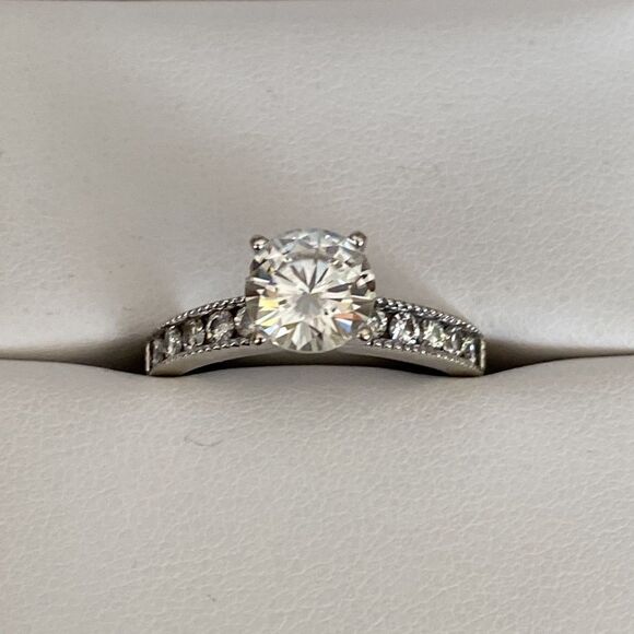 1.82 TCW 14K Charles & Colvard Forever One Moissanite Solitaire Engagement Ring - Picture 4 of 13